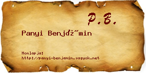 Panyi Benjámin névjegykártya